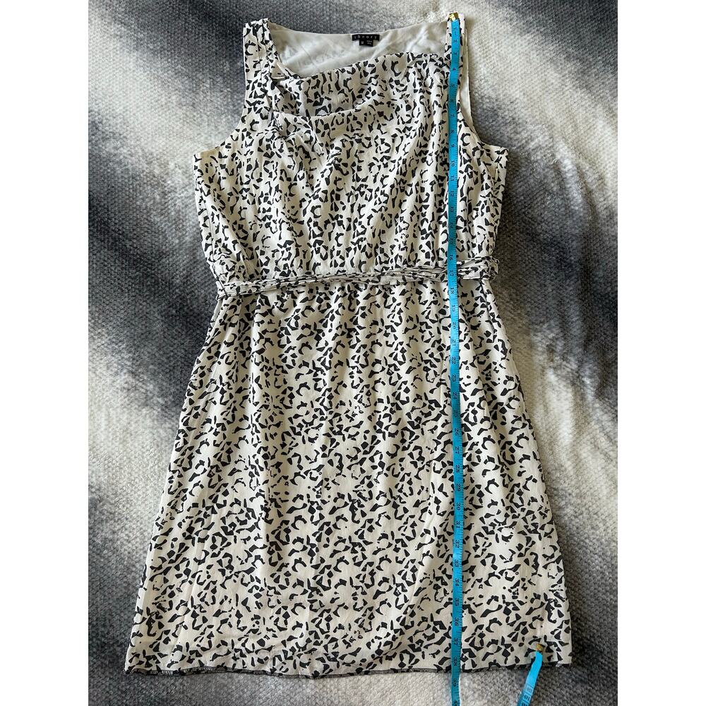 Theory Jayasa White Black Sleeveless Cowl Neck Silk Midi Dress Size 12 Large - Picture 11 of 12